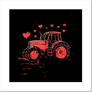 Vintage Tractor | Valentines Day Posters and Art